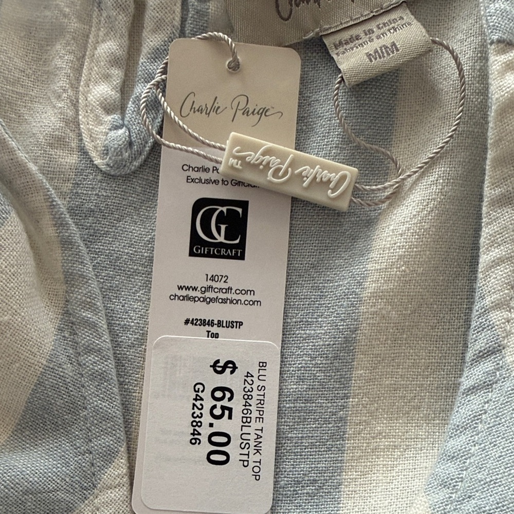 Charlie Paige Blue and White Striped Blouse - Picture 10 of 15